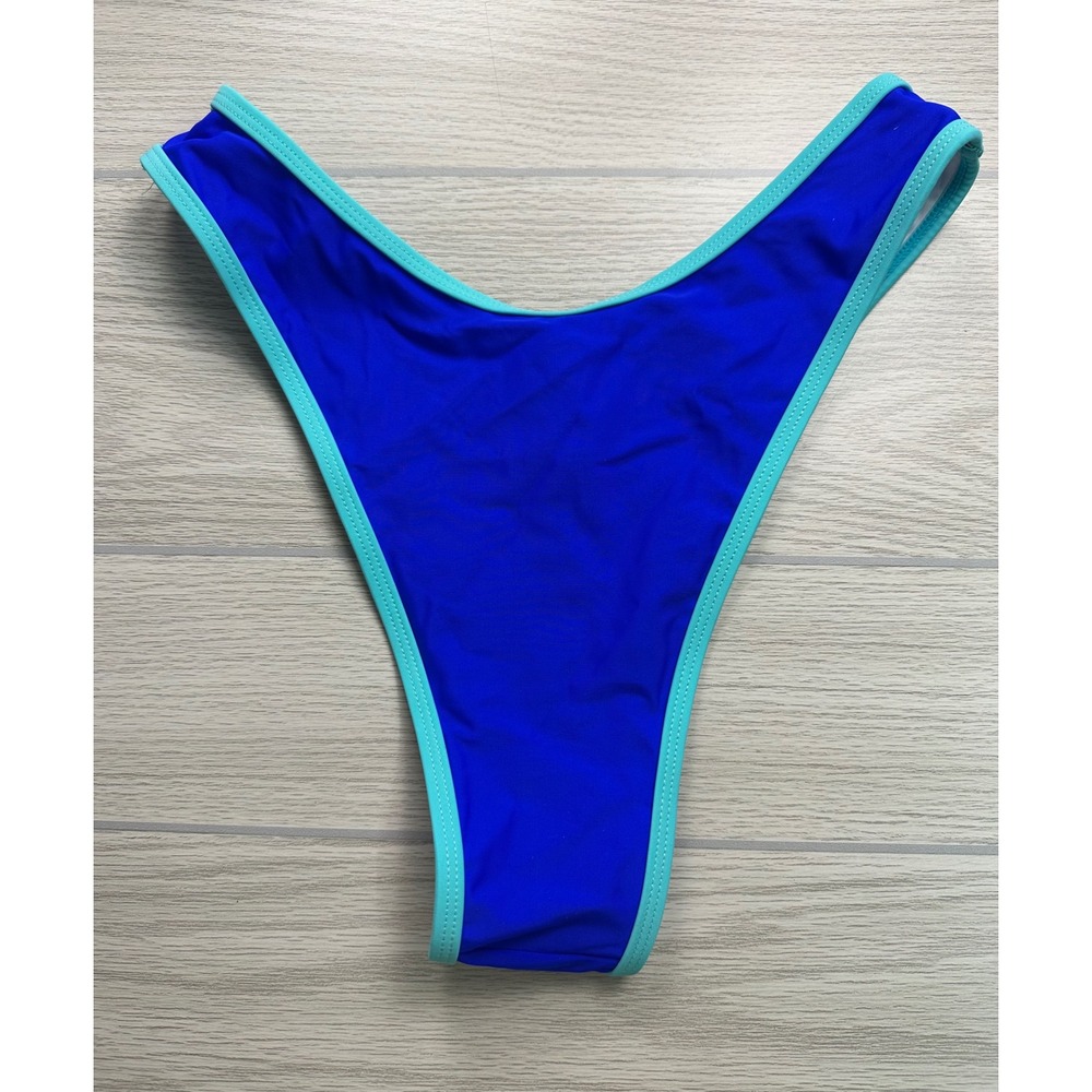 CUPSHIE Royal Blue Teal Trim‎ Triangle Bikini Swimsuit Top Bottom Set S - Picture 4 of 8